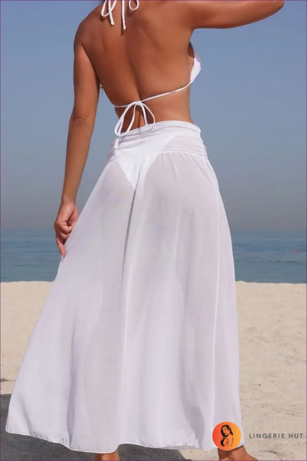 Bikini Set with Long Skirt Cover-up - Resort Elegance - Lingerie Hut - Beachwear • Casual • Cover Up • Cutout