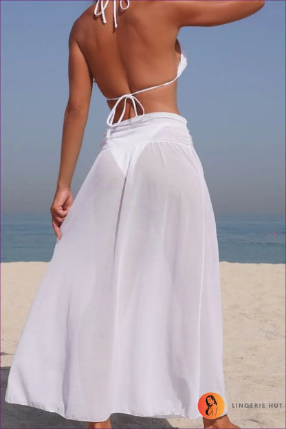Bikini Set with Long Skirt Cover-up - Resort Elegance - Lingerie Hut - Beachwear • Casual • Cover Up • Cutout