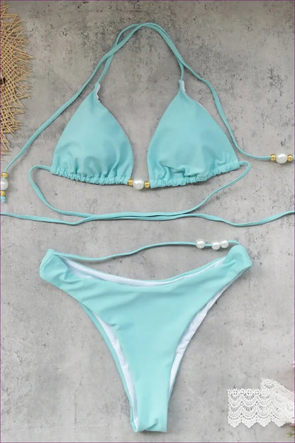 Bikini Set with Pearl Details - Luxe Beach Days - Lingerie Hut - Beachwear • Boho • Cutout • Glamour
