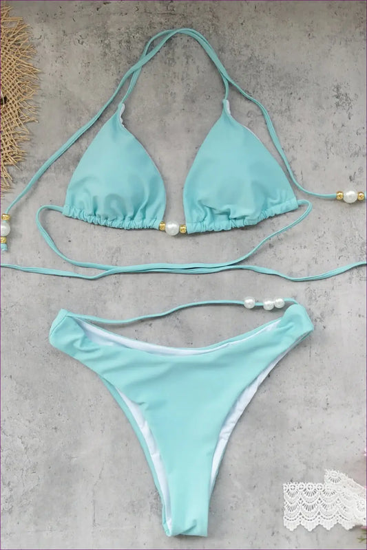 Bikini Set with Pearl Details - Luxe Beach Days - Lingerie Hut - Beachwear • Boho • Cutout • Glamour