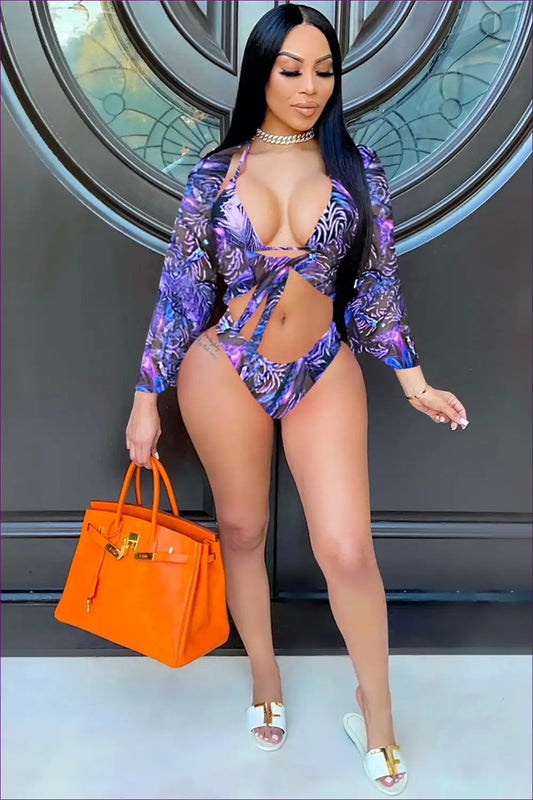 Bikini Set with Print Details - Vacation Confidence for Animal, Beachwear, Bikini, Casual, Cutout