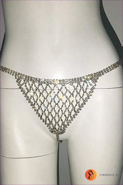 Bikini Set with Rhinestone Fringe - Night Glam - one Size / Silver Underwear Double-sided - Beachwear • Glamour
