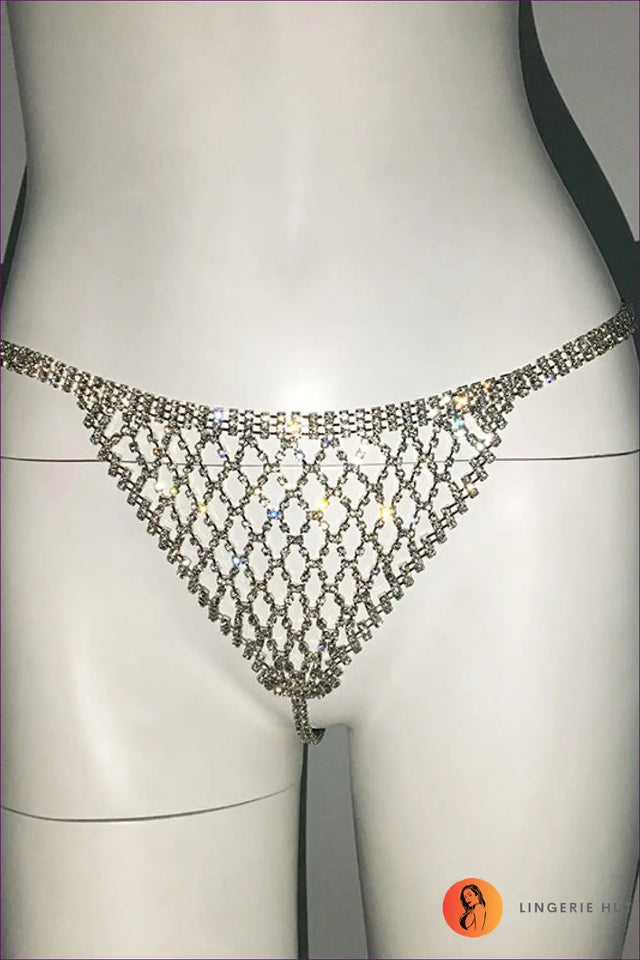 Bikini Set with Rhinestone Fringe - Night Glam