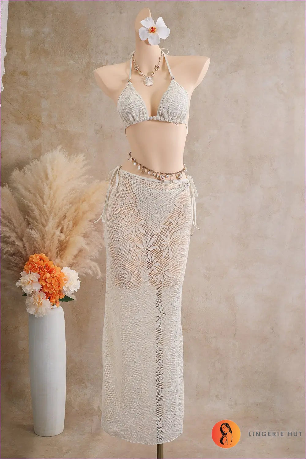 Bikini Set with Three-piece Detail - Coastal Styling - s / Apricot Color - Beachwear • Boho • just in • Polyester