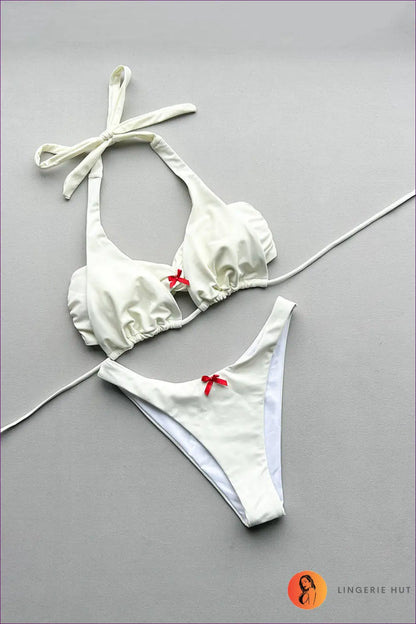 Bikini Set with Three-piece Detail - Vacation Ready - s / Beige - Beachwear • Boho • just in • Polyester • Sexy