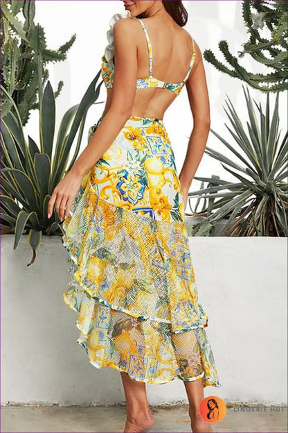 Bikini Skirt Set with Lace & Floral - Holiday Evening Essential - s / Multicolor Cover - Swimwear - Lingerie Hut