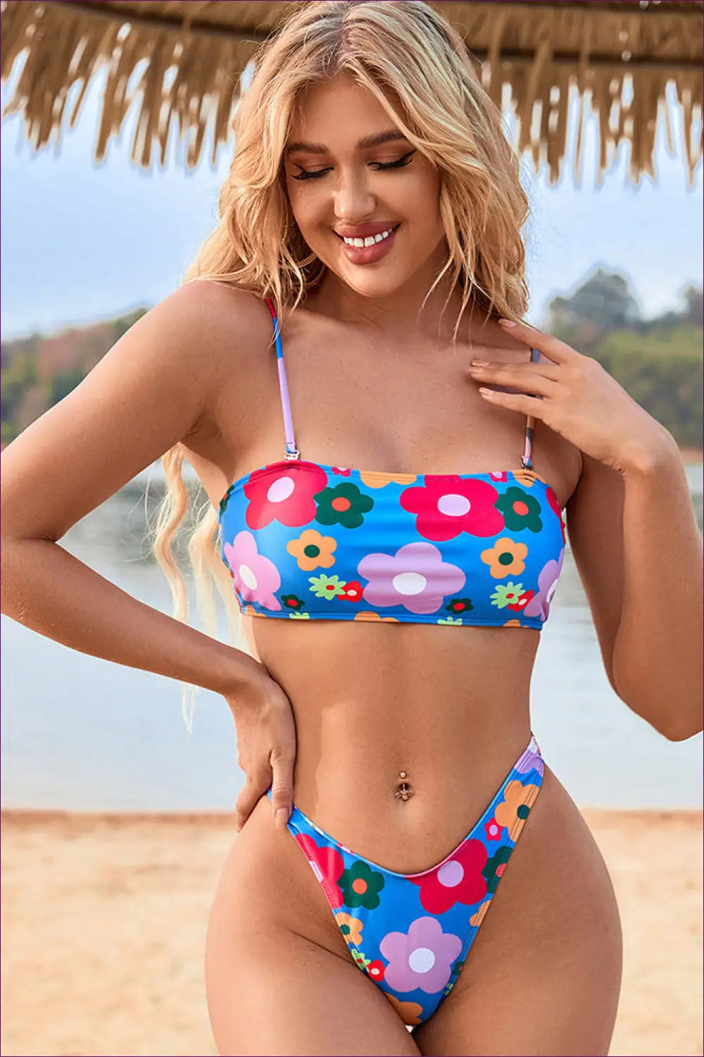 Bikini Sling Split Swimsuit - Boho Beach Escape - Swimwear - Lingerie Hut - Beachwear • Casual • Cutout