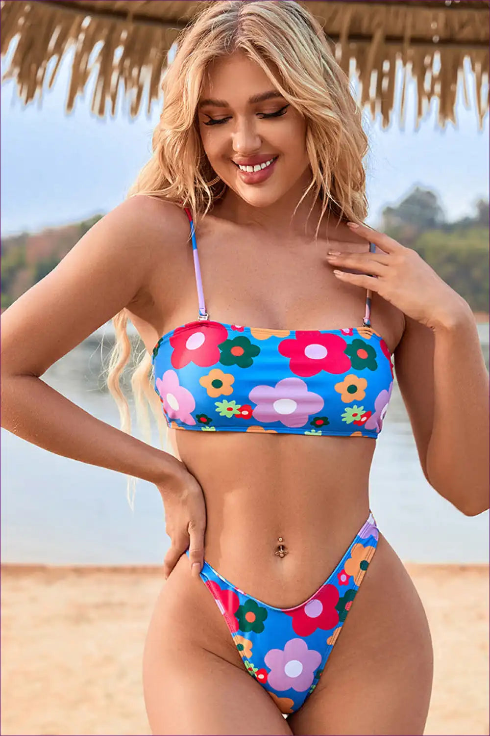 Elevate Your Beach Style With Lingerie Hut’s Bikini Sling Split Swimsuit. Full Coverage Meets High-cut Glam.