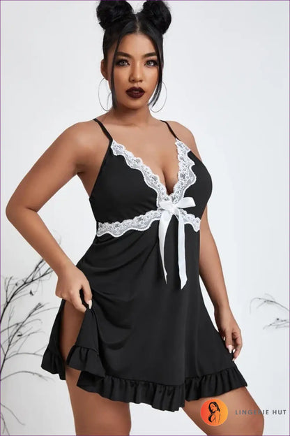 Black Babydoll Nightgown with Lace Empire Band - Soft Fit - Lingerie - Boudoir • Date Night • just in • Hut