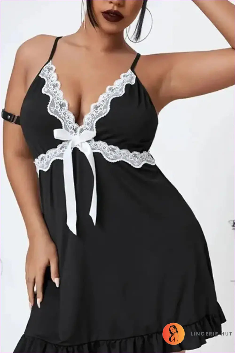 Black Babydoll Nightgown with Lace Empire Band - Soft Fit - s - Lingerie - Boudoir • Date Night • just in • Hut