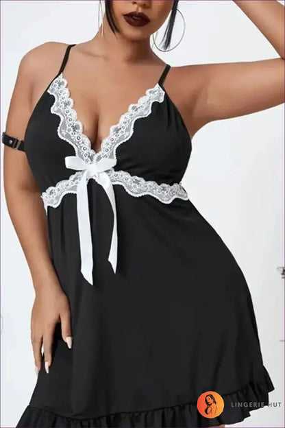 Black Babydoll Nightgown with Lace Empire Band - Soft Fit - s - Lingerie - Boudoir • Date Night • just in • Hut