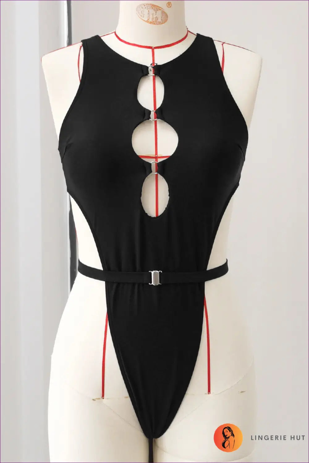 Black Cutout Column Swimsuit with High Neckline - After Sun Edge - s / Swimwear - Beachwear • just in • Party