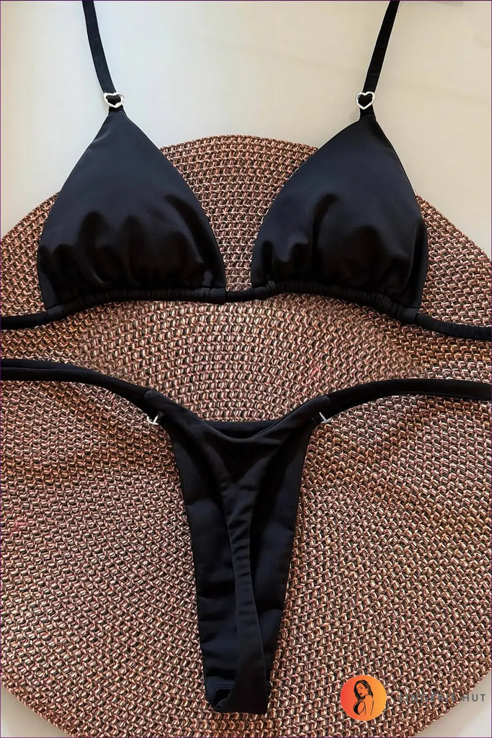 Black Heart Buckle Bikini with Triangle Cups - Playful Poolside - s / Swimwear - Beachwear • just in • Sexy • Summer
