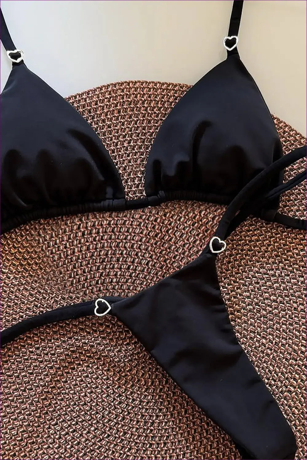 Black Heart Buckle Bikini with Triangle Cups - Playful Poolside - Swimwear - Beachwear • just in • Sexy • Summer