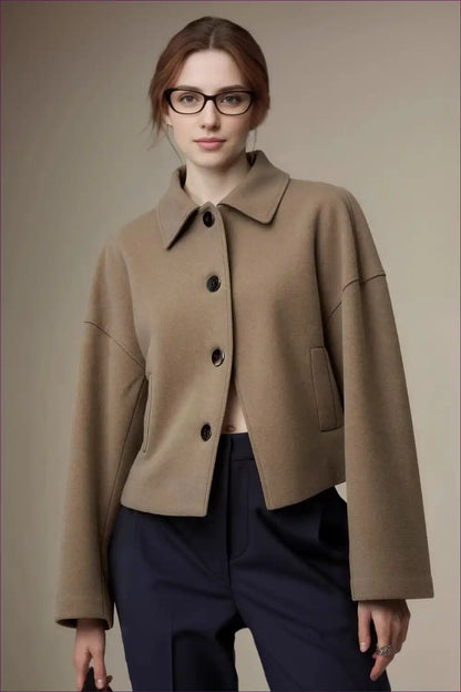 Blazer with Cropped Cut - Modern Professional for All Season, Casual, Crop, Everyday, Formal Wear