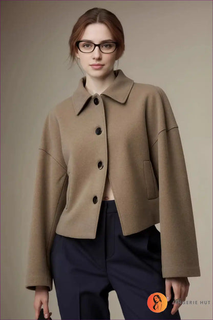 Blazer with Cropped Cut - Modern Professional for All Season, Casual, Crop, Everyday, Formal Wear