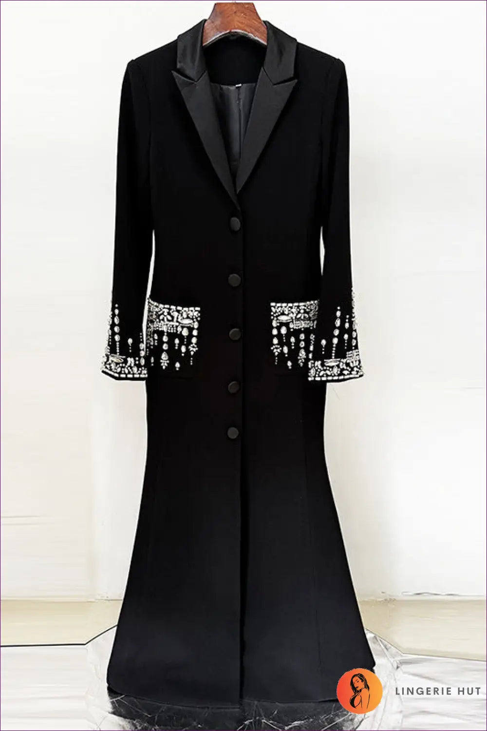 Blazer Dress with Crystal Fringe - Polished Statement - s / Black - just in - Olady