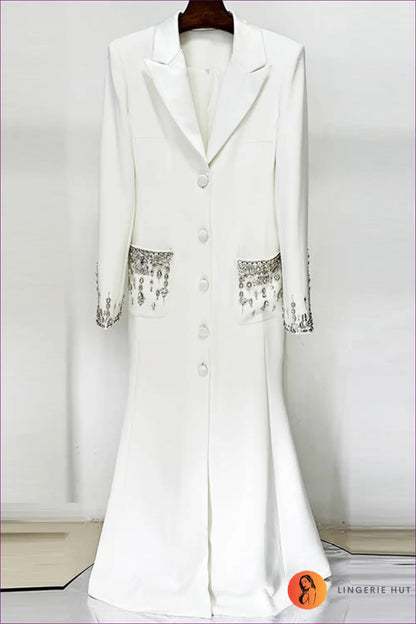 Blazer Dress with Crystal Fringe - Polished Statement - s / White - just in - Olady