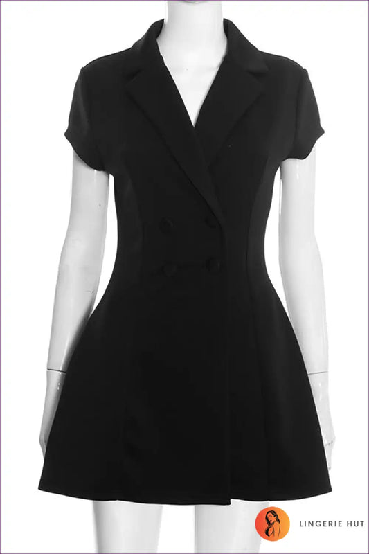 Blazer Dress with Double-breasted Detail - Power Dressing for All Season, Backless, Bodycon, Casual,