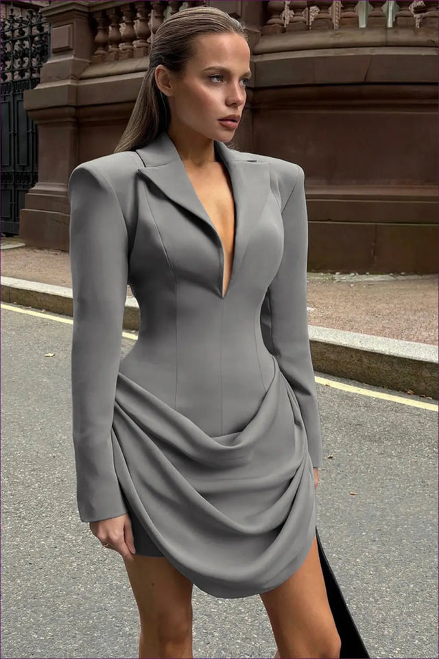 Blazer Dress with Draped Detail - Executive Edge