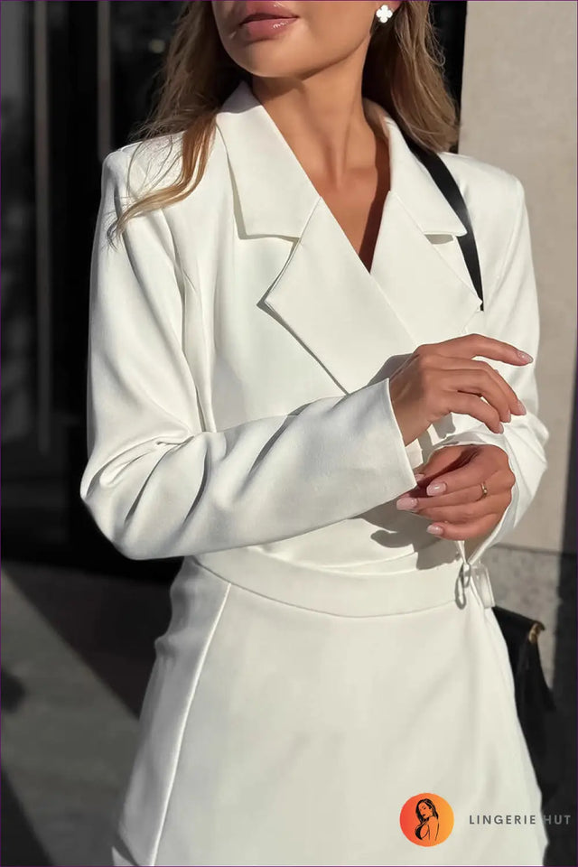 Blazer Mini Dress with Wrap Detail - Understated Glamour