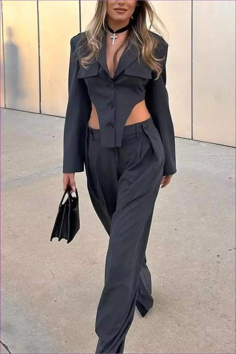 Blazer Set with Cut-out Details - Power Meeting Ready - co Ord - Lingerie Hut - All Season • Casual • Cutout • Evening