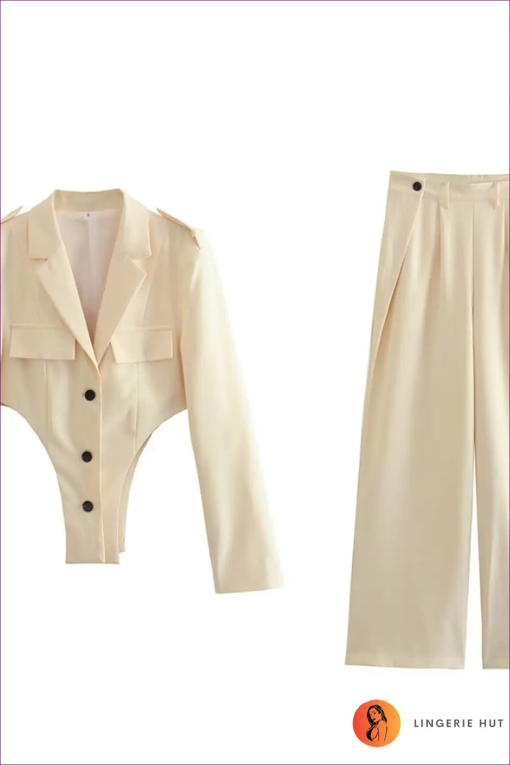 Blazer Set with Cut-out Details - Power Meeting Ready - co Ord - Lingerie Hut - All Season • Casual • Cutout • Evening