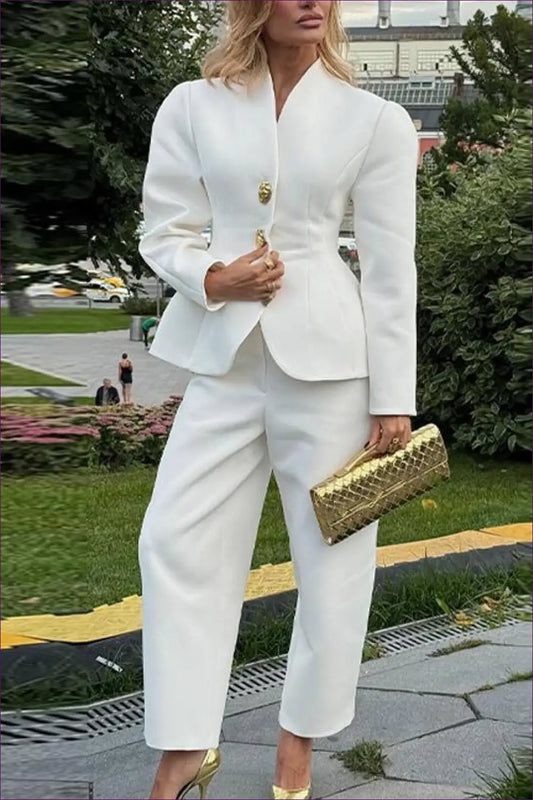 Blazer Set with Tailored Trousers - Executive Presence - co Ord - Lingerie Hut - All Season • Autumn • Blouse • Casual