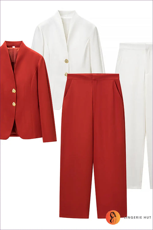 Blazer Set with Tailored Trousers - Executive Presence - co Ord - Lingerie Hut - All Season • Autumn • Blouse • Casual