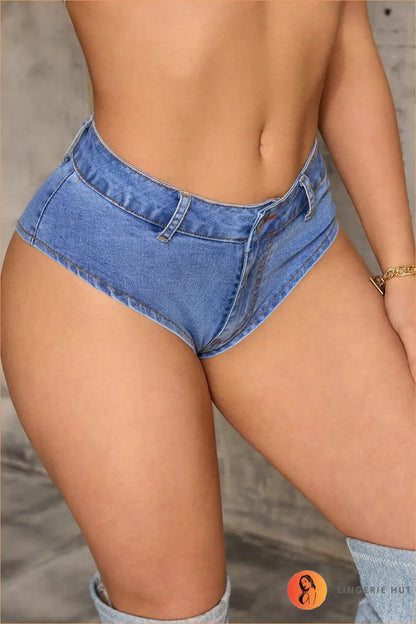 Blue Denim Shorts with High Cut Leg - Weekend Ease - Casual • Everyday • just in • Mini - Lingerie Hut