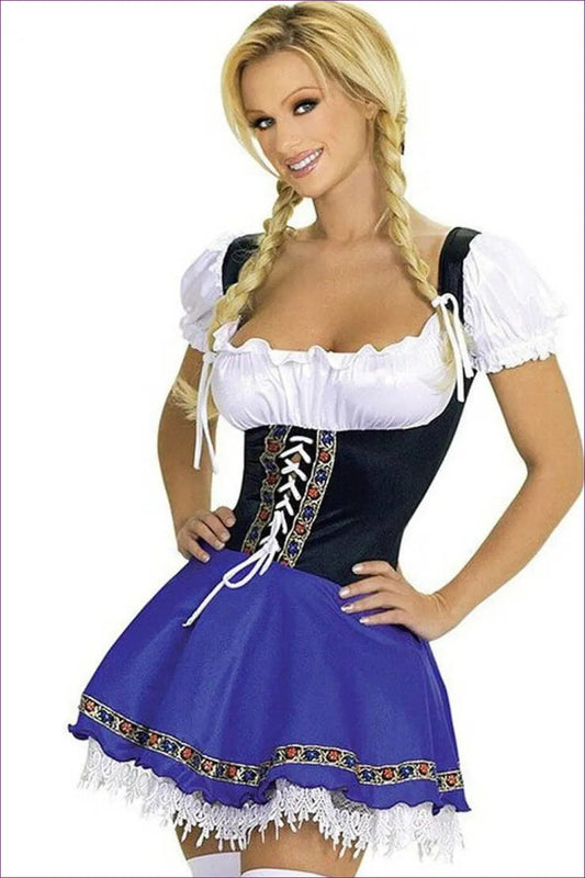 Find Your Perfect Halloween Costume With Our Blue Oktoberfest Waitress Outfit. This Unique Will Turn Heads