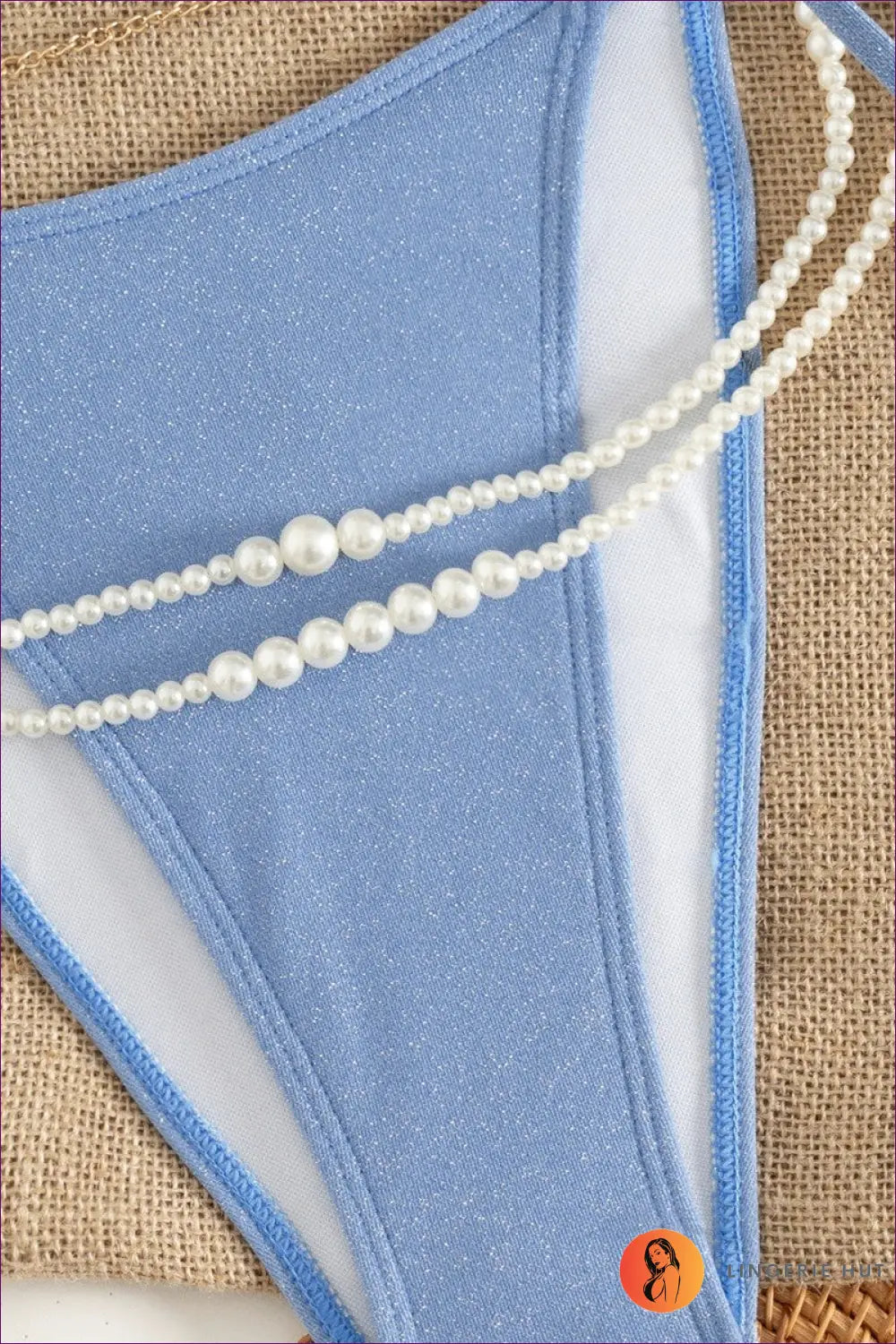 Blue Shimmer Tie-side Bikini with Halter Ties - Poolside Glint - Beachwear • just in - Lingerie Hut