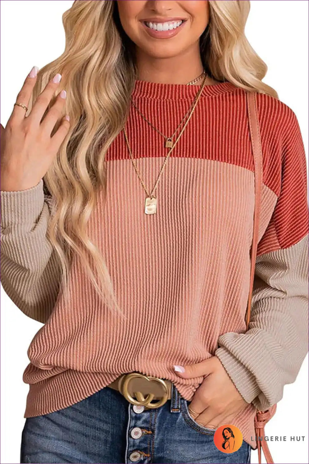 Blush Ombre Ribbed Sweater - Cozy Chic for Every Season Autumn, Casual, Everyday, Glamour, Loungewear