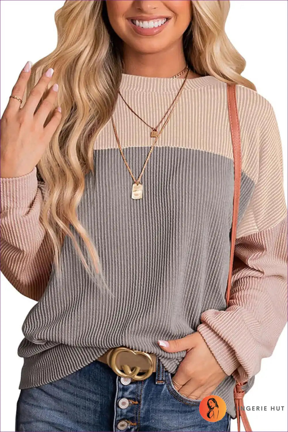 Blush Ombre Ribbed Sweater - Cozy Chic for Every Season Autumn, Casual, Everyday, Glamour, Loungewear