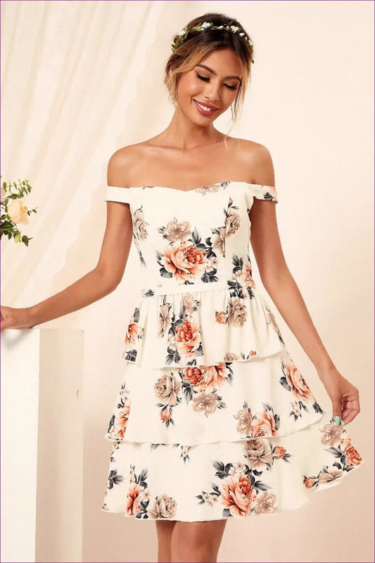 Blush Pink Floral Sweetheart Cami Mini Dress - Ruffle Hem - Backless • Boho • Cutout • Elegant - Joyease