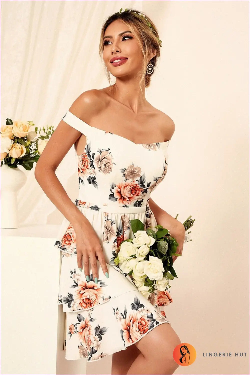 Blush Pink Floral Sweetheart Cami Mini Dress - Ruffle Hem - s / Multi - Backless • Boho • Cutout • Elegant - Joyease