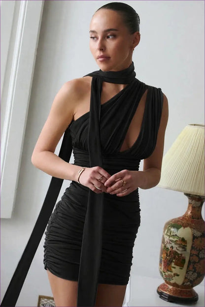 Bodycon Dress with Cutout Detail - Soft Focus Charm - Casual • Cotton • Dresses • Everyday - Lingerie Hut