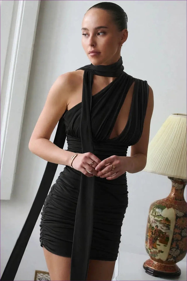 Bodycon Dress with Cutout Detail - Soft Focus Charm