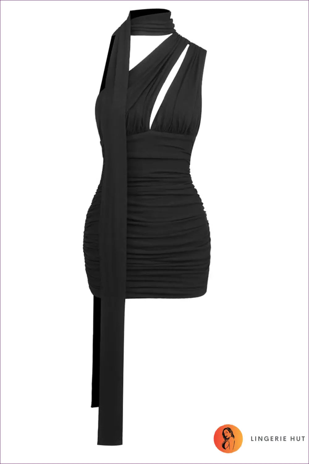 Bodycon Dress with Cutout Detail - Soft Focus Charm - s / Black - Casual • Cotton • Dresses • Everyday - Lingerie Hut