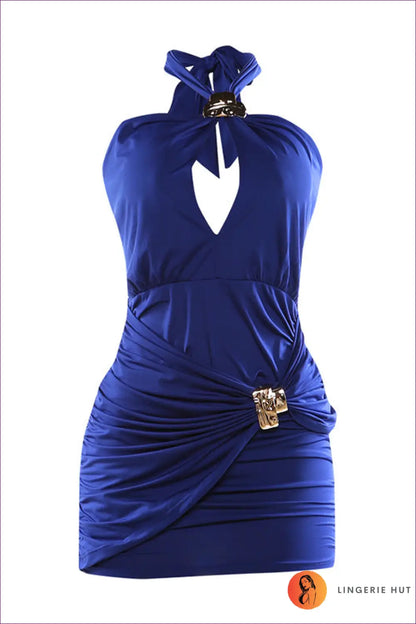 Bodycon Dress with Halter Neckline - Night out Power - s / Blue - Dresses - Lingerie Hut - All Season • Clubwear
