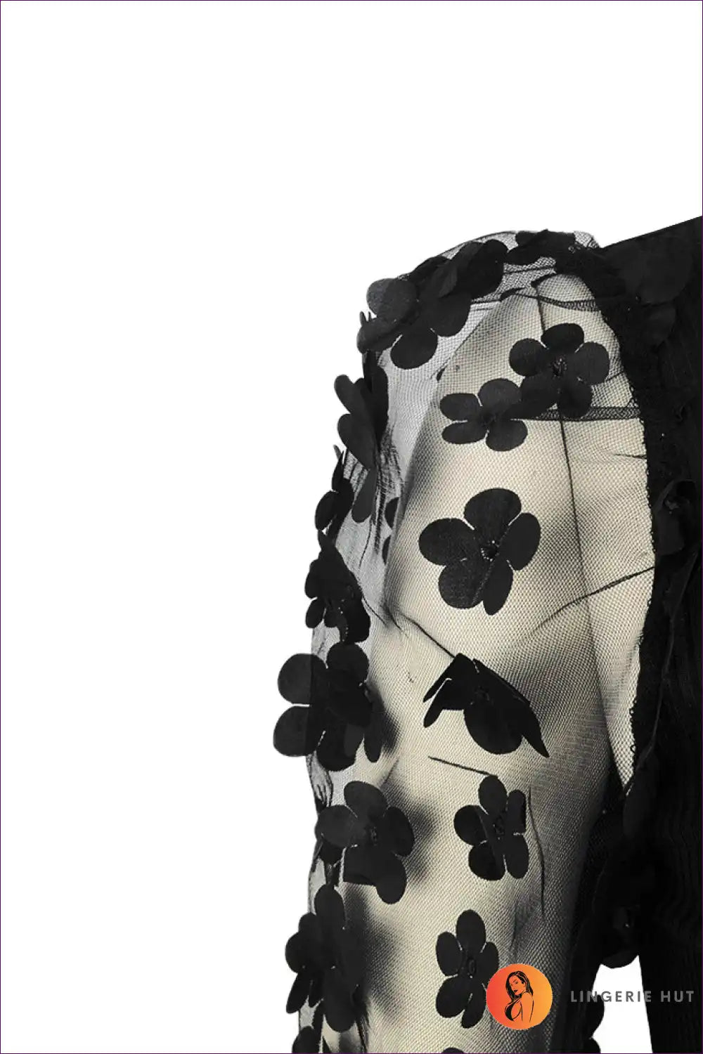 Bodycon Dress with Mesh Floral Sleeves - Evening Glam for Autumn, Bodycon, Dresses, Evening Wear,