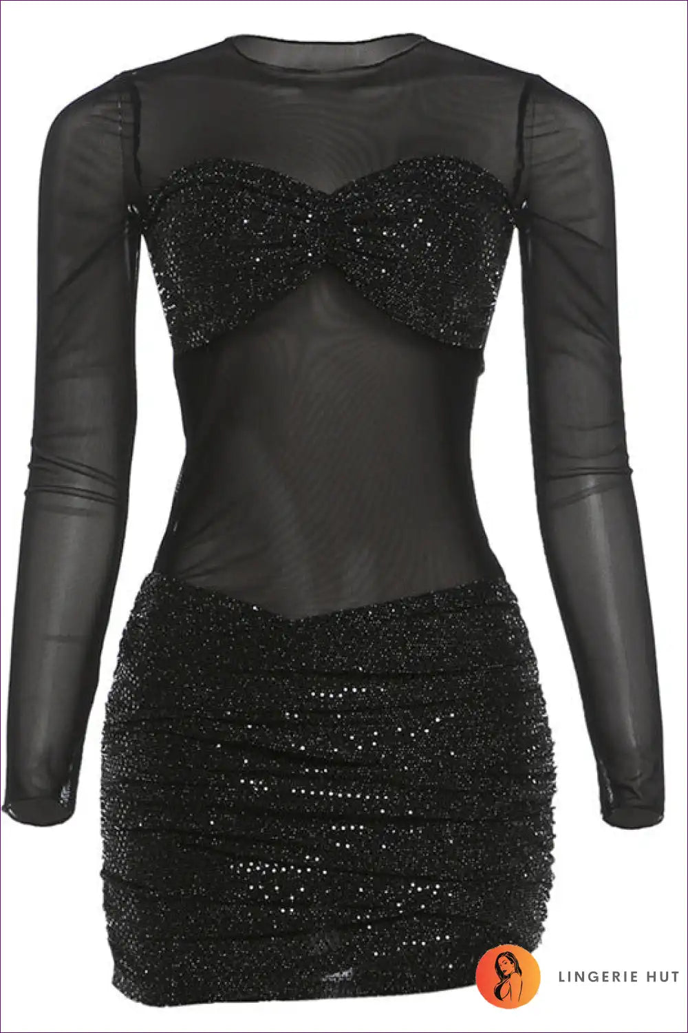 Bodycon Dress with Mesh Panels - Statement Nights for All Season, Bodycon, Clubwear, Cutout,