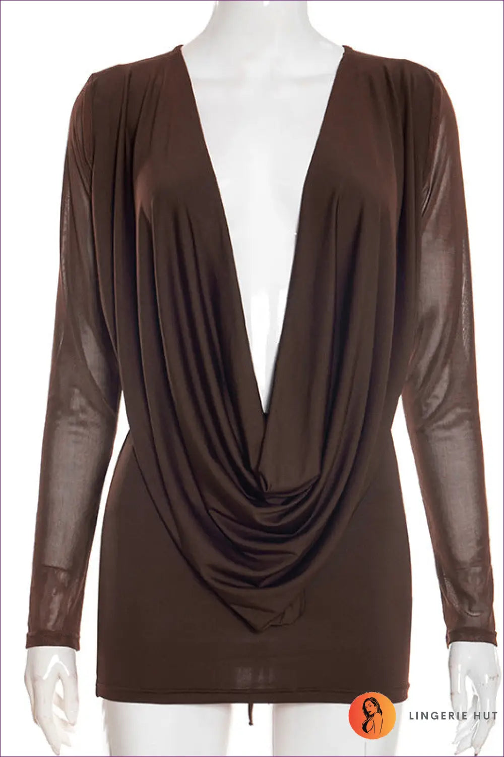 Backless Mesh Mini Dress - s / Brown - Dresses - Backless • Bodycon • Glamour • Lingerie Hut