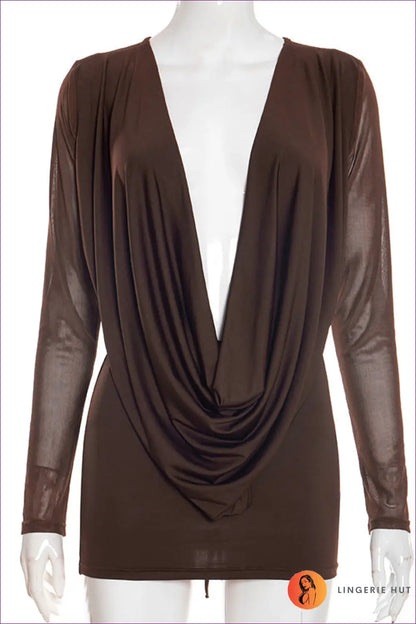Backless Mesh Mini Dress - s / Brown - Dresses - Backless • Bodycon • Glamour • Lingerie Hut
