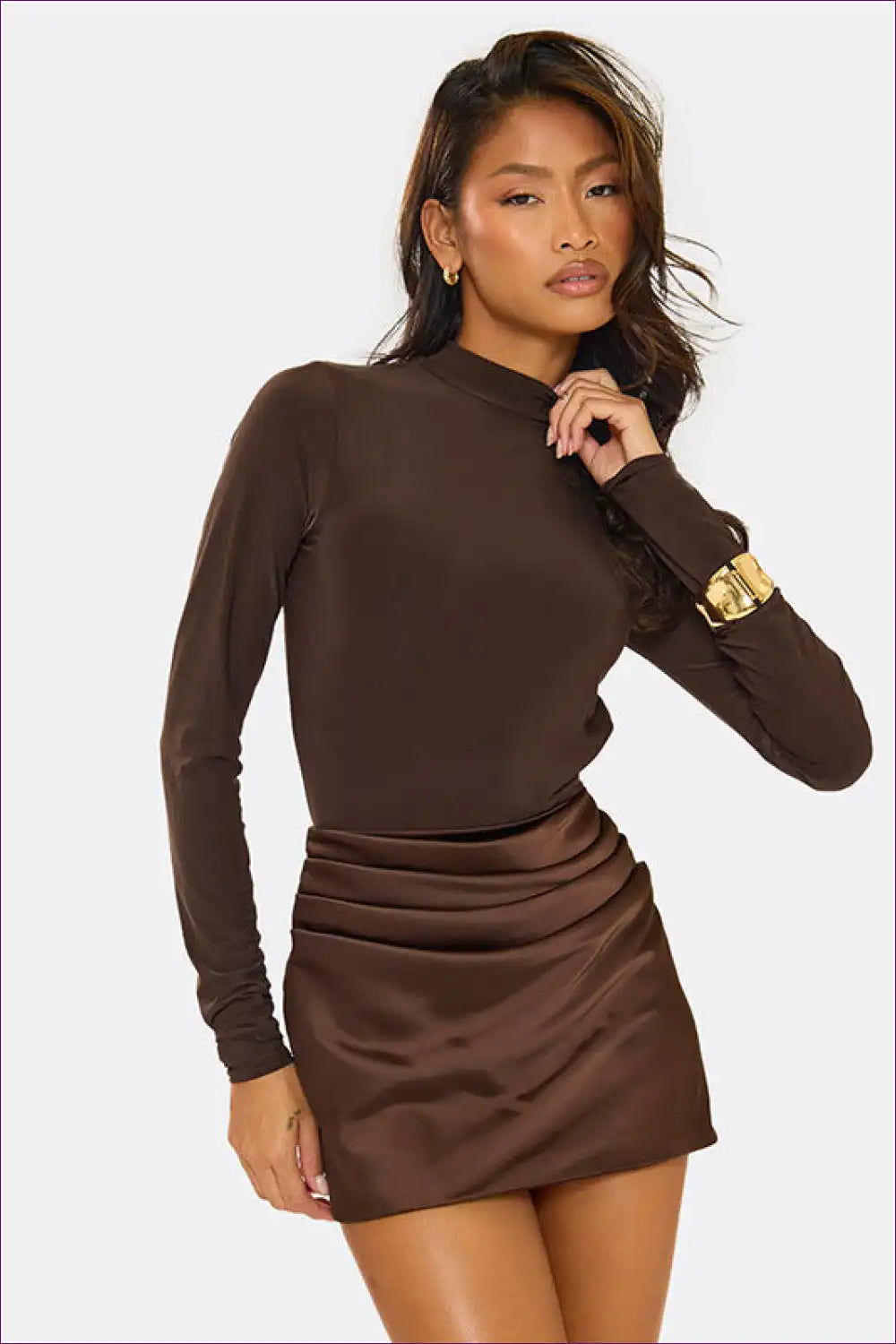 Bodycon Dress with Pleated Skirt Detail - Effortless Luxe Evenings for Autumn, Bodycon, Clubwear, Date Night,