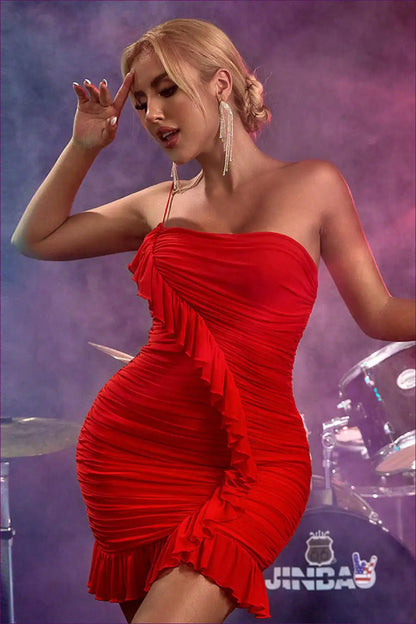 Bodycon Dress with Ruched Detail - Night out Drama for Bodycon, Clubwear, Cutout, Date Night,