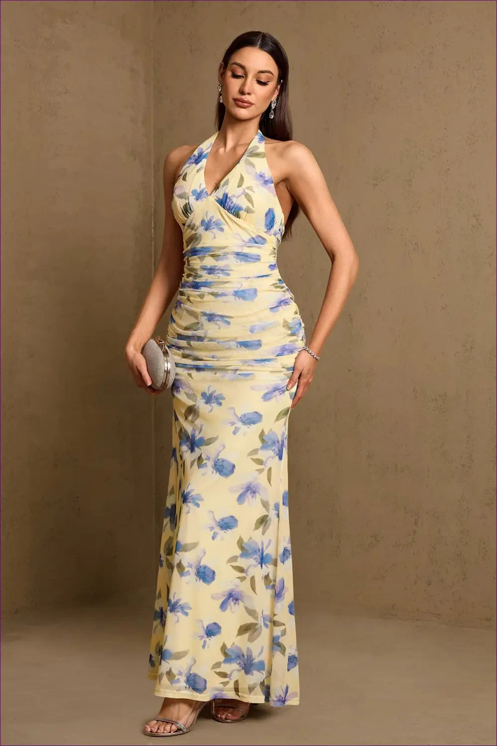 Bodycon Dress with Ruched Waist - Tropical Ease - Casual • Cotton • Dresses • Everyday - Lingerie Hut