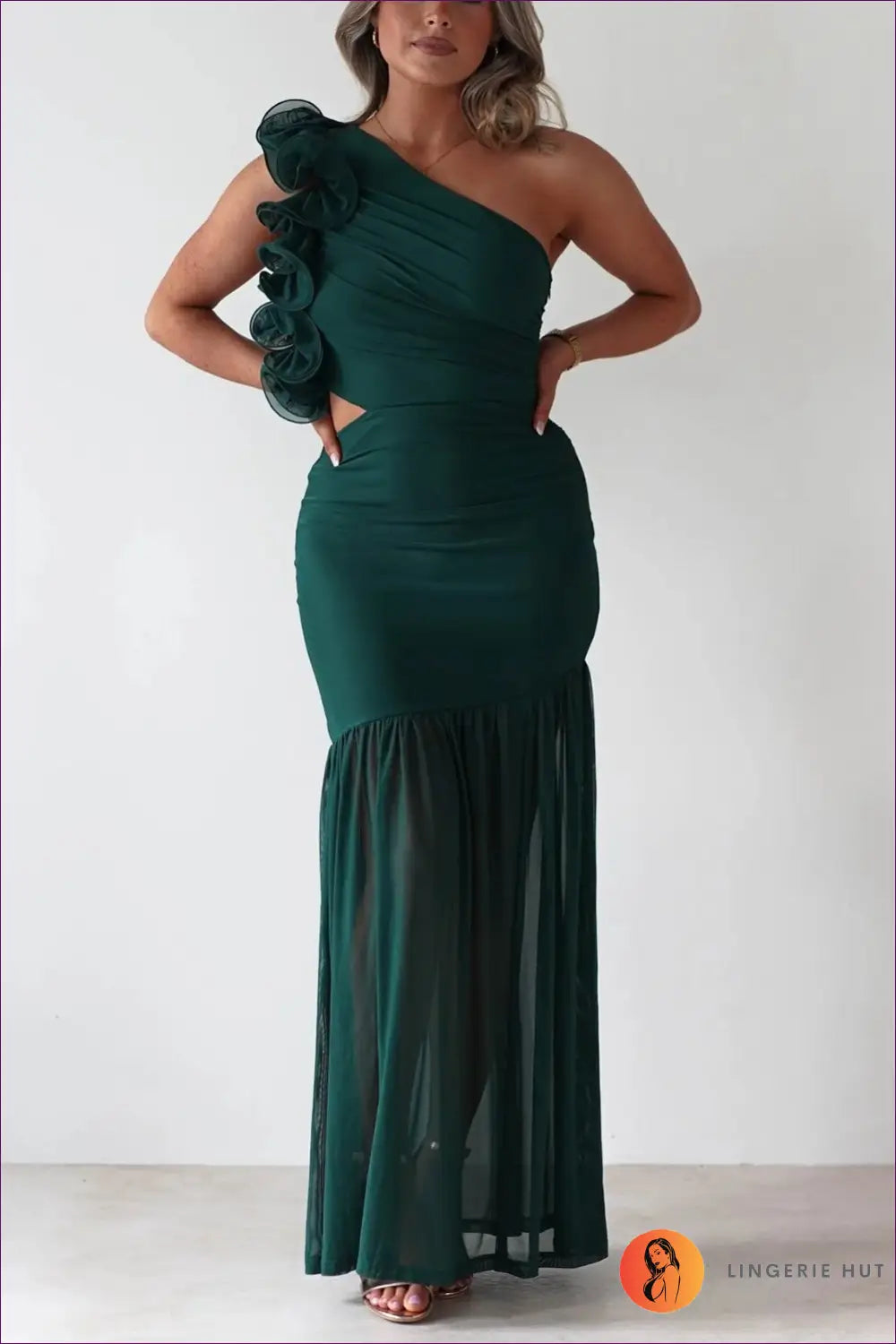 Bodycon Dress with Ruffle Trim - Warm Weather Poise - s / Green - Casual • Cotton • Dresses • Everyday - Lingerie Hut