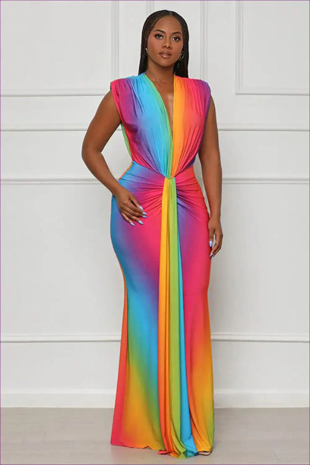 Bodycon Maxi Dress with Ruched Waist - Summer Evening Essential