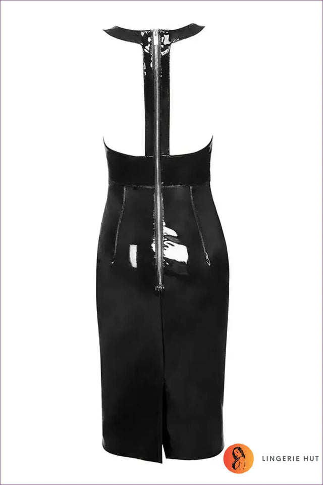 Bodycon Midi Dress with Plunge Neck - Night Club Gloss